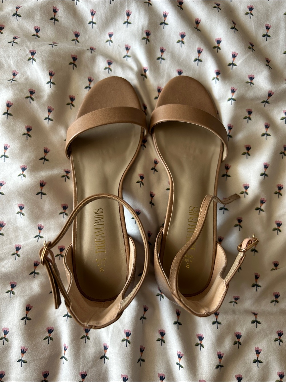 Dream Pairs Tan Open-Toe Ankle-Strap Block Heel Sandals